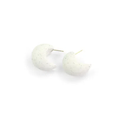 By Chavelli Women's White Chubby Huggie Hoops In Granite