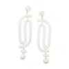 By Chavelli Women's White Labyrinth Dangly Statement Earrings In Granite In White