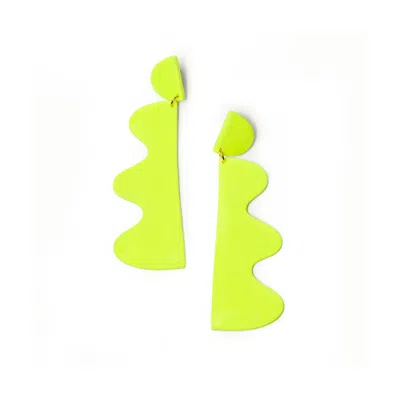 By Chavelli Women's Wiggles Dangly Earrings In Neon Yellow