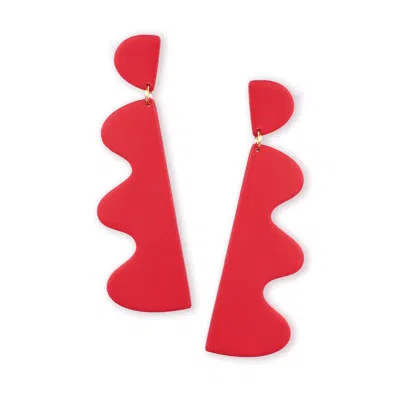 By Chavelli Women's Wiggles Dangly Earrings In Red