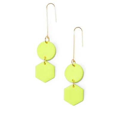 By Chavelli Women's Yellow / Orange Neon Yellow Geometric Dangly Earrings In Green