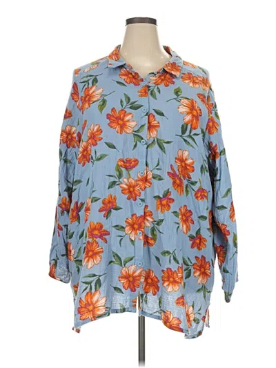 Pre-owned By Design 3/4 Sleeve Blouse In Blue