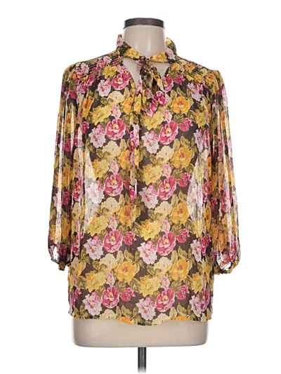 Pre-owned By Design 3/4 Sleeve Blouse In Gold