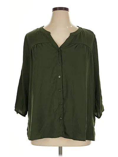 Pre-owned By Design 3/4 Sleeve Blouse In Green