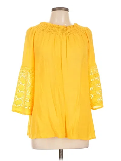 Pre-owned By Design 3/4 Sleeve Blouse In Yellow