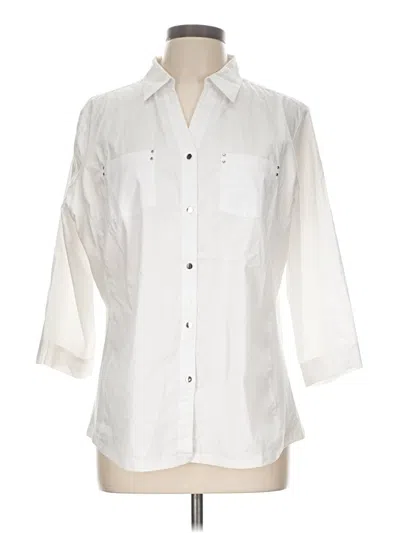 Pre-owned By Design 3/4 Sleeve Button Down Shirt In Ivory