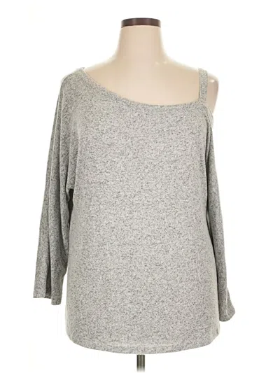 Pre-owned By Design 3/4 Sleeve Top Gray One Shoulder Neckline Tops