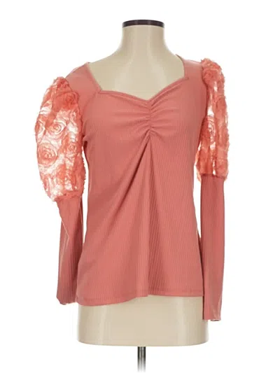 Pre-owned By Design 3/4 Sleeve Top Pink Sweetheart Neckline Tops