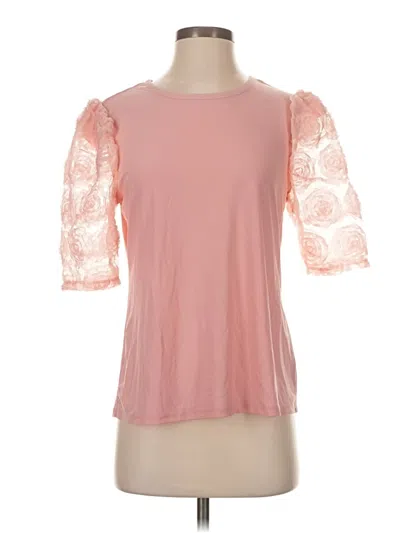 By Design 3/4 Sleeve Top Pink Sweetheart Neckline Tops