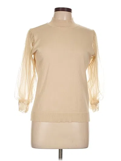 Pre-owned By Design 3/4 Sleeve Top Tan Turtleneck Tops
