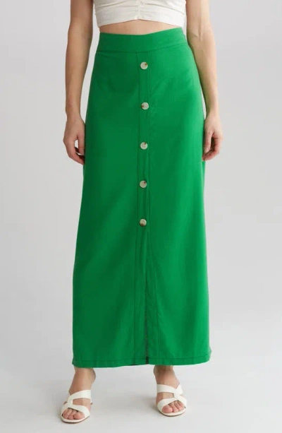 By Design Abby Button Front Maxi Skirt In Fern Green