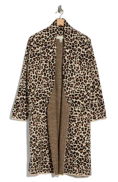 By Design Alicia Longline Cardigan In Animal Print
