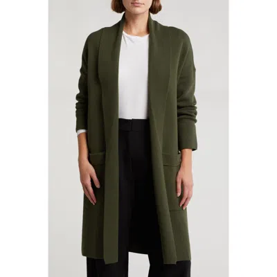 By Design Alicia Open Front Long Cardigan In Rifle Green