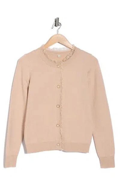 By Design Alma Ruffle Cardigan In Pink