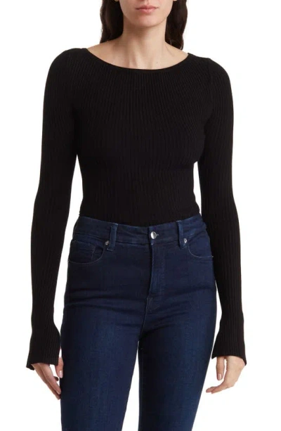 By Design Amiri Stripe Boat Neck Crop Sweater In Black
