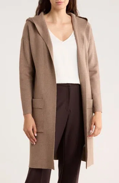 By Design Andrea Hooded Long Cardigan In Brown