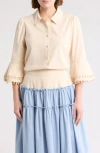 By Design Angel Button-up Shirt In Tapioca