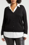By Design Arlo Twofer Sweater In Black/white