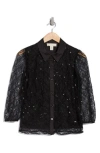 By Design Ashley Sequin Button-up Shirt In Black
