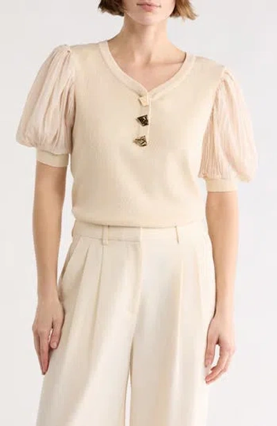 By Design Asta Puff Sleeve Sweater In Neutral