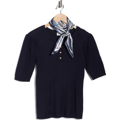 By Design Audrielle Scarf Tie Sweater In Blue