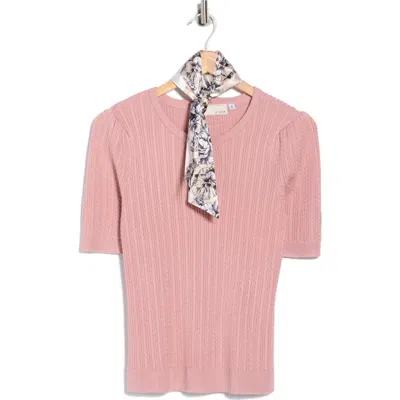 By Design Audrielle Scarf Tie Sweater In Pink