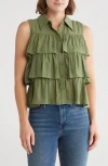 By Design Aurora Sleeveless Tiered Top In Dill