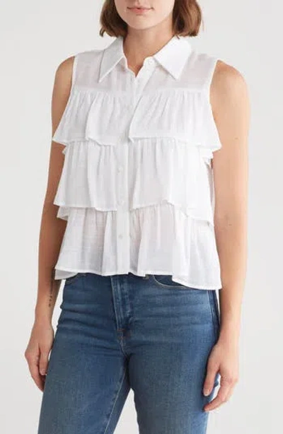 By Design Aurora Sleeveless Tiered Top In White