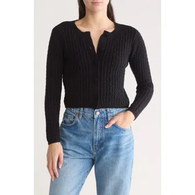 By Design Bambie Cable Knit Crop Cardigan In Black