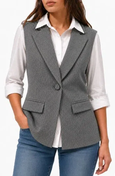 By Design Boss Two-fer Blouse & Vest In Menswear Check/ White