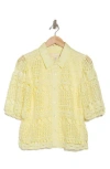 By Design Brianna Lace Puff Sleeve Button-up Top In Butter Yellow