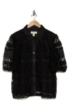 By Design Brianna Short Sleeve Lace Top In Black