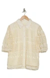 By Design Brianna Short Sleeve Lace Top In Gardenia