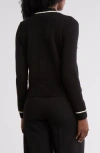 By Design Casey Faux Pearl Button Cardigan In Black/ivory