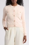 By Design Casey Faux Pearl Button Cardigan In Soft Pink
