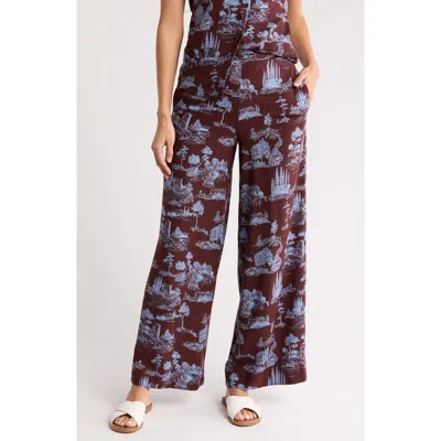 By Design Cassie Wide Leg Pants In Totally Toile/chocolate