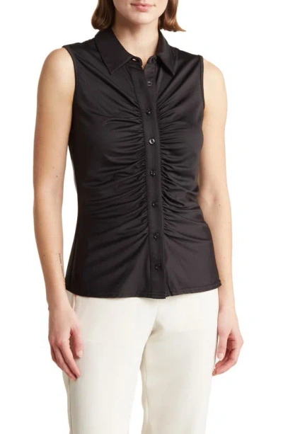 By Design Clara Ruched Top In Black