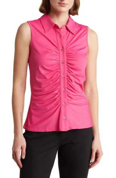 By Design Clara Ruched Top In Fuchsia Purple