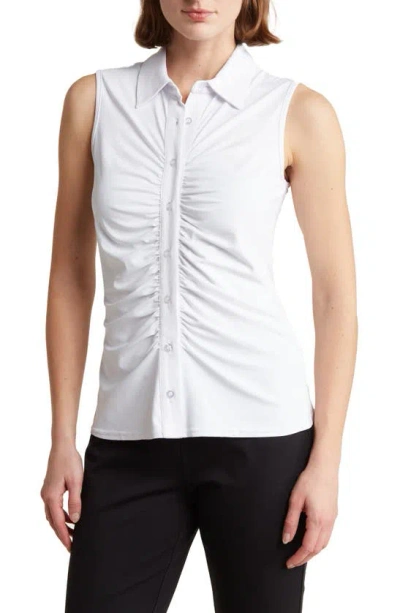 By Design Clara Ruched Top In White