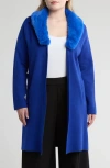 By Design Dallas Faux Fur Trimmed Coat In Surf The Web