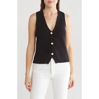 By Design Diana Sleeveless Cardigan Vest In Black