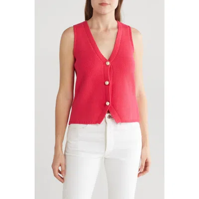 By Design Diana Sleeveless Cardigan Vest In Bright Rose