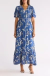 By Design Eden Puff Sleeve Maxi Dress In Passion Flower