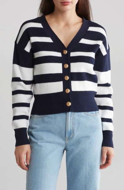 By Design Eira Stripe Cardigan In Blue