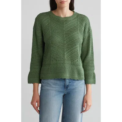 By Design Eliana Openwork Sweater In Dill