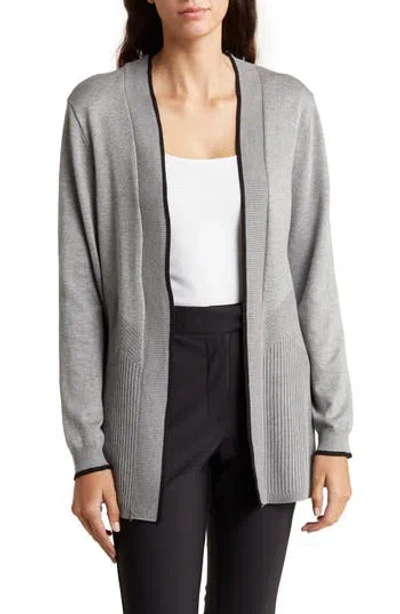 By Design Emery Open Front Cardigan In Light Heather Grey/black