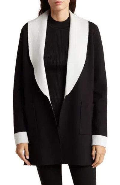 By Design Emma Open Front Cardigan In Black/gardenia Combo