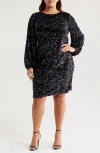 By Design Empire State Ii Sequin Long Sleeve Dress In Black