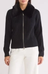 By Design Faux Fur Collared Jacket In Black