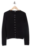 By Design Faux Pearl Button Cardigan In Black